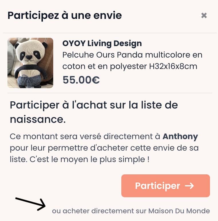 Achat direct depuis votre liste de naissance