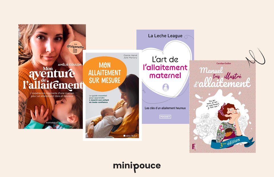 Collection de guides et manuels sur les accessoires d'allaitement essentiels pour une liste de naissance, incluant des conseils pratiques pour nourrir son enfant avec confiance et sérénité.