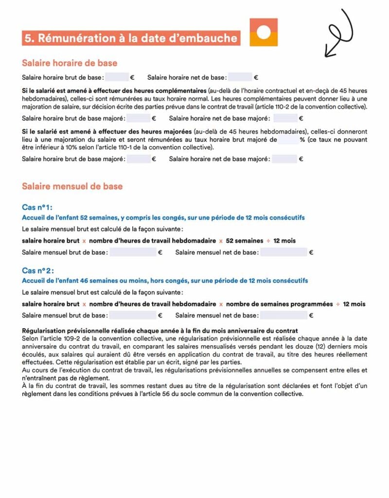 Document détaillant la rémunération à la date d'embauche pour une assistante maternelle, un élément clé à comprendre dans le processus pour embaucher et déclarer une assistante maternelle. Consultez notre guide pour une démarche réussie.