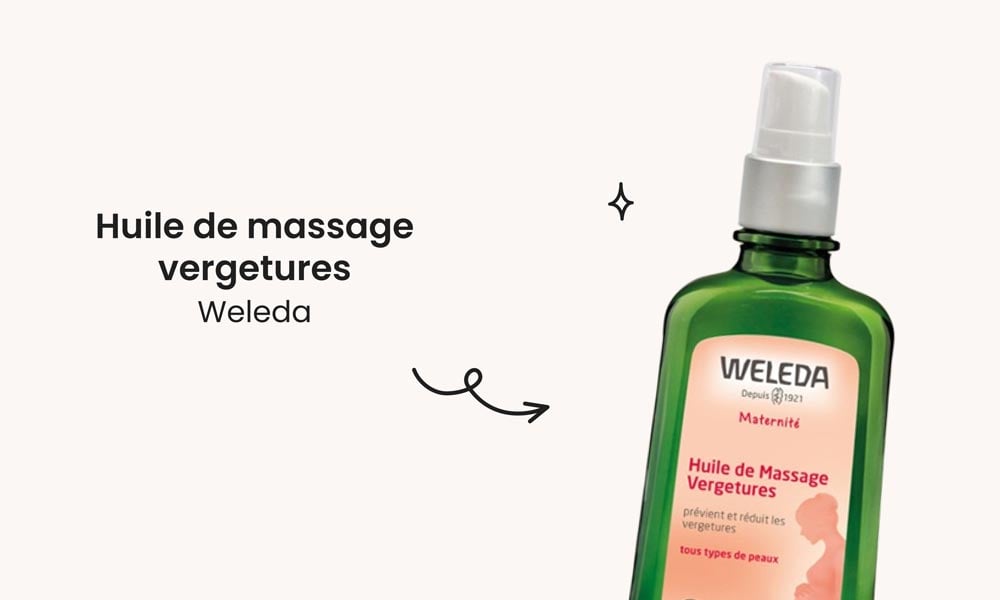 Huile de Massage Vergetures de Weleda, adaptée à tous types de peaux, est souvent choisie comme la meilleure huile pour prévenir et atténuer les vergetures durant la grossesse, grâce à sa composition naturelle et efficace depuis 1921.