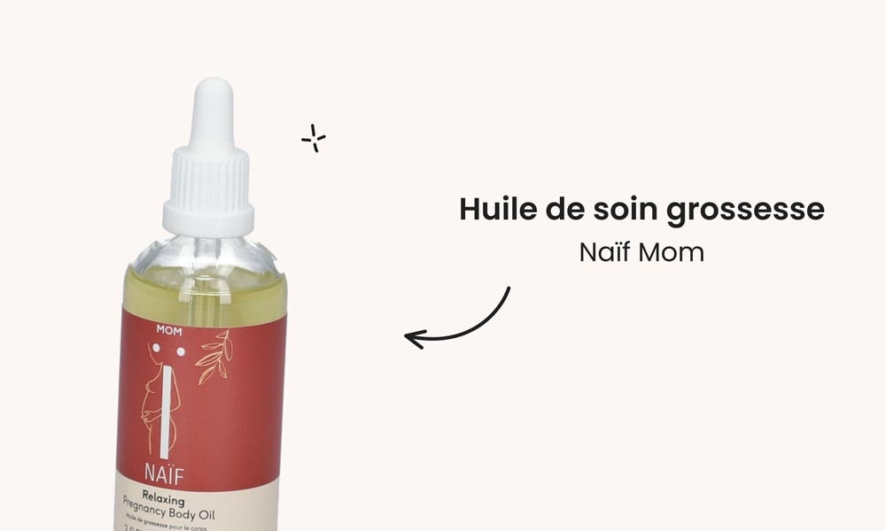 Huile de soin grossesse Naïf Mom, avec sa formule relaxante, est prisée pour son action ciblée contre les vergetures, une alliée parfaite pour les soins de la peau des futures mamans recherchant la meilleure huile pendant la grossesse.