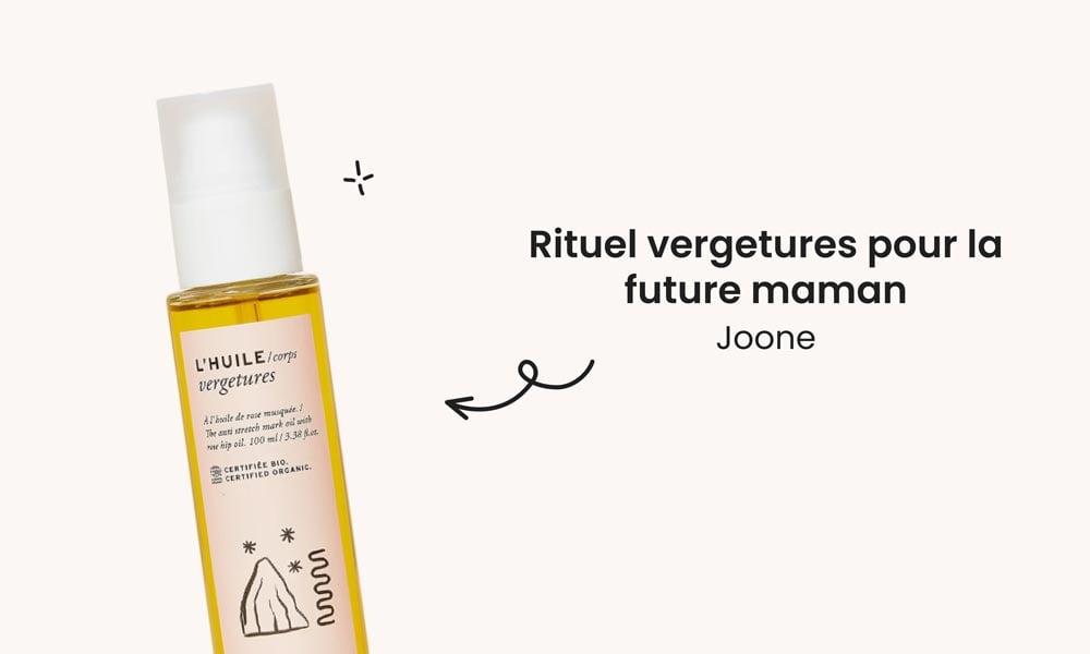 Optimisez la prévention des vergetures pendant la grossesse avec l'huile Joone spécialement conçue pour les futures mamans. Certifiée bio, elle allie nature et efficacité pour maintenir l'hydratation et la douceur de votre peau.