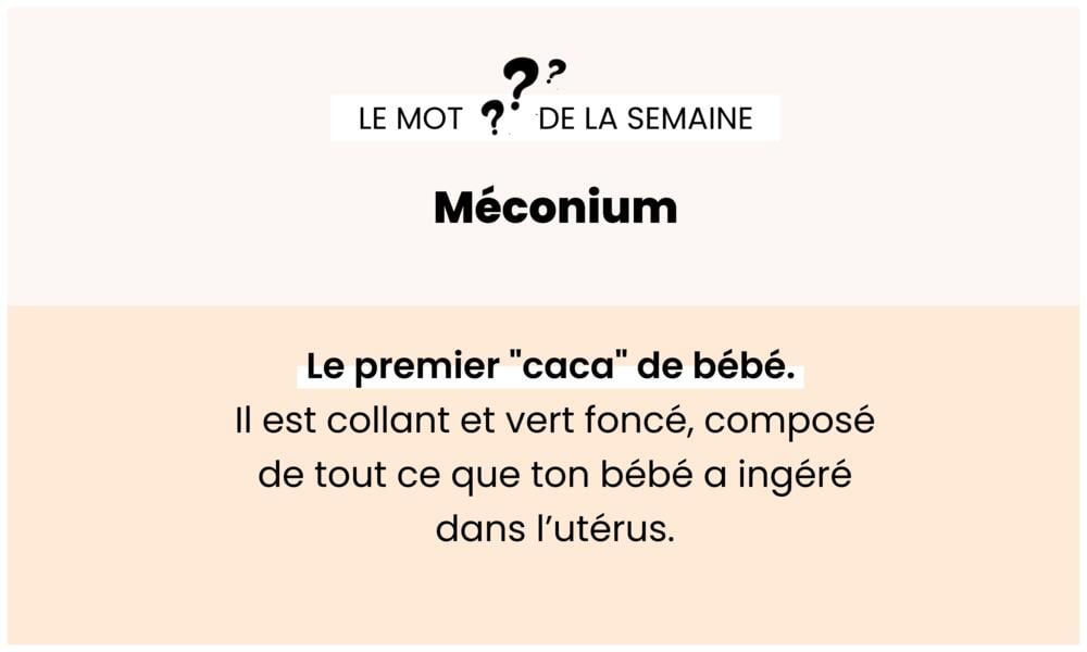 Méconium – Premières selles épaisses du nouveau-né.