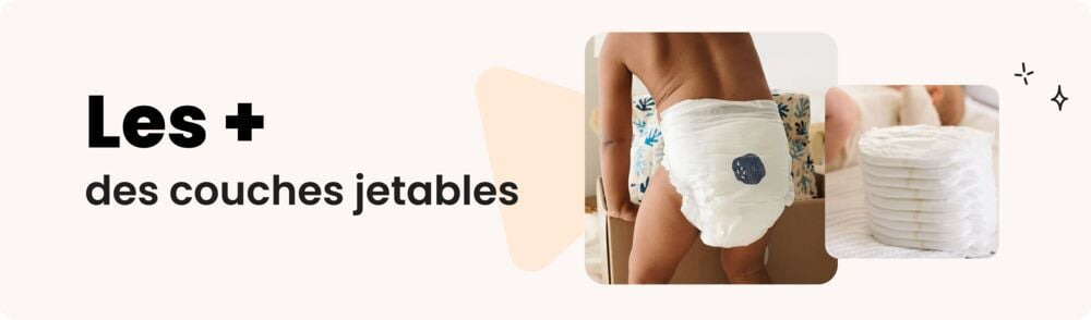 Avantages des couches jetables, bébé en couche et pile de couches blanches sur fond neutre