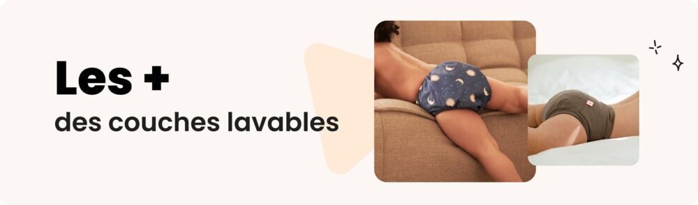 Avantages des couches lavables, enfants en couches réutilisables écologiques sur canapé et lit