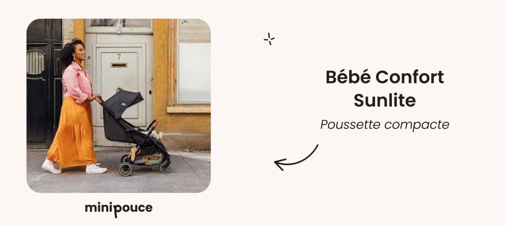 Balade en ville avec poussette compacte Bébé Confort Sunlite adaptée aux jeunes enfants