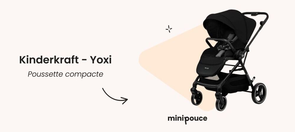 Poussette compacte Kinderkraft Yoxi photographiée en studio pour présentation produit