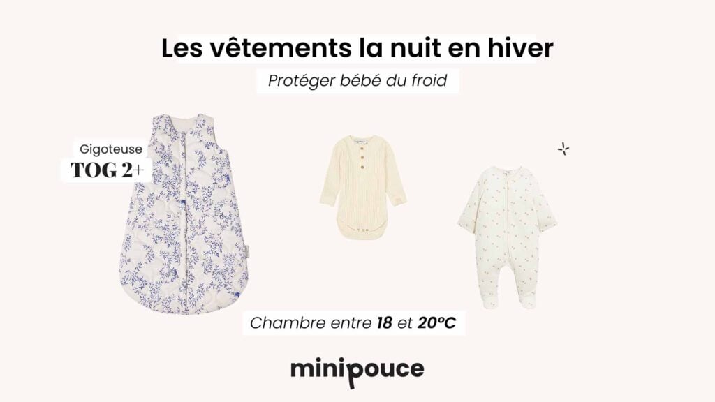 Recommandations vestimentaires pour la nuit afin de protéger bébé du froid, avec gigoteuse chaude et pyjama adapté