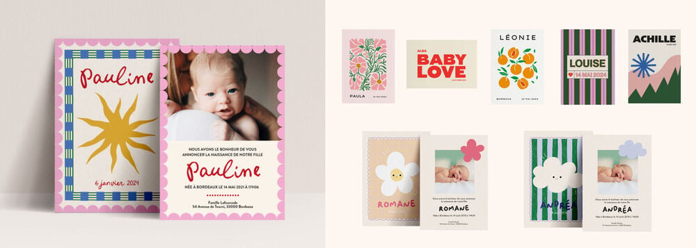 Meilleur faire part naissance rétro et coloré : Papier & Co, comparatif