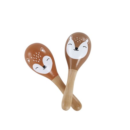 Maisons du Monde - Paire de maracas en schima motif renard orange et faon marron