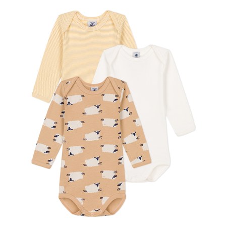 Petit Bateau - Lot 3 Bodies Coton Bio Moutons - Garçon