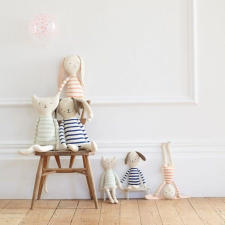 Meri Meri - Doudou lapin rayé en tricot