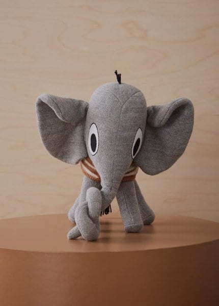 OYOY Living Design - Peluche Henry l'éléphant gris en coton et en polyester H23x22x12cm